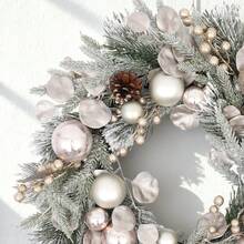 Durable Outdoor Christmas Wreath  Shatterproof Ball Decorated On Mixed Pine For All-Weather Front Door - 黑色 - 查看 4