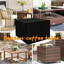 1 pieza Juego para uso en interiores/exteriores, patios, jardines, oficinas - Cubierta de mesa de centro rectangular resistente - Cubierta de mesa de patio rectangular con cierre de cordón en la parte inferior, se ajusta a tableros de mesa rectangulares estándar - Negro (solo cubierta) - Negro - Ver 2