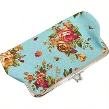 - 4 monederos de lona de estilo largo con cierre para cambio de monedas, bolsa de regalo con cierre de beso, bolsa de cambio, cartera clsico, Negro, rosa, azul, blanco, Vintage - inicial - Ver 6
