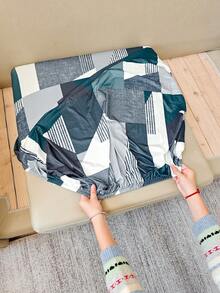 1pc Geometric Print Removable Elastic Sofa Seat Cushion Cover, Suitable For Living Room, Bedroom, Office Sofa Protection, Home Decor - Multicolor - View 9