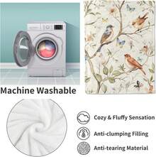 Birds And Butterflies Throw Blanket Gifts, Soft Cozy Fleece Blanket With Nature Floral Print, Blanket For Couch Bed Sofa, Perfect For Nature Lovers And Spring Decor, 50x60 In - Color328 - View 4