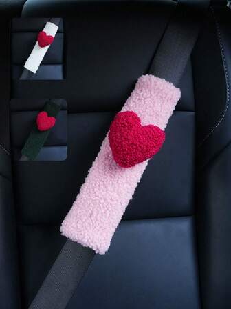 1pc Car Seat Belt Shoulder Pad Cover, Decorative Heart Design, High-End, Child Safety, All Season Use