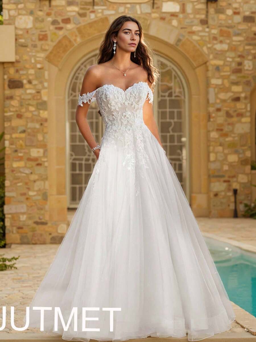Enchanting Sweetheart Neckline Lace Wedding Gown - Perfect For Christmas, Halloween, Weddings, Proms & Birthdays - 白色 - 查看 1