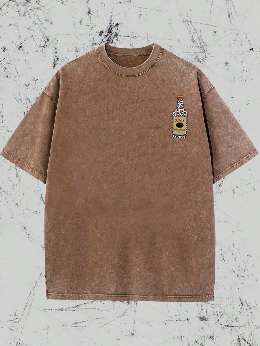 Vintage Vintage Style, Vodka Enthusiast, Leopard Print Elements, SHOW ME YOU TITOS Humorous Text Memes, Washed Double-Sided Printed Vintage-Shirt..…. Retro Loose-Shirt, Men's Casual Style-Shirt, Washable And Washable Old-Shirt; Cool Design Pattern-Shirt, Durable And Comfortable Fabric, Street Fashion Sense, A Must-Have Street Style Enthusiasts, Top-Level Sportswear, Suitable Daily Commuting, Dating, Leisure Matching, Suitable Holiday Giving, First Choice Giving. - Pink - View 1