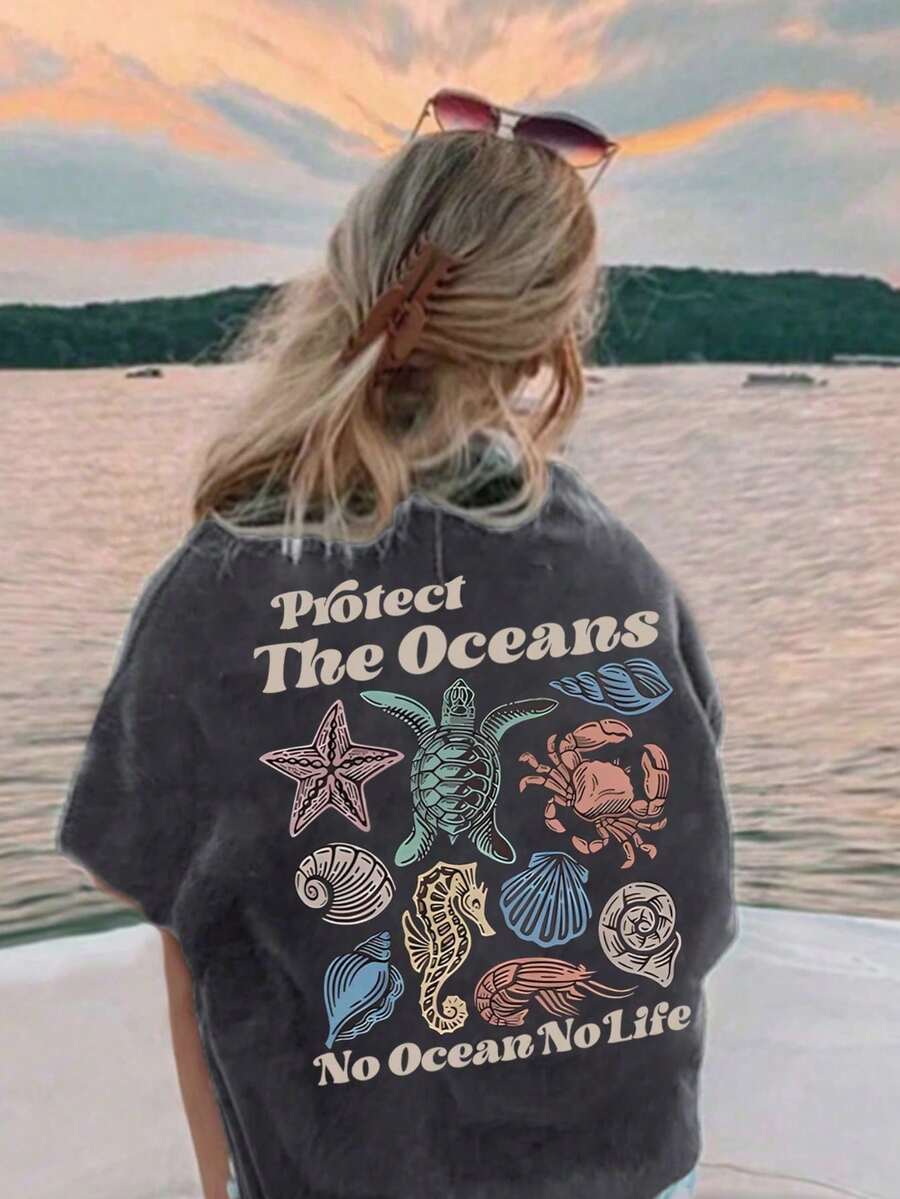 Tween Girl Casual Funny Graphic Print Crew Neck Short Sleeve T-Shirt, Summer Tops - Dark Grey - View 1