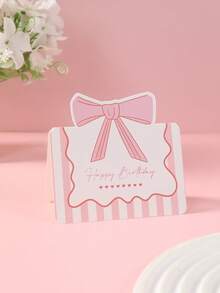 6张粉色蝴蝶结生日贺卡，纸质立式贺卡，3D粉色蝴蝶结贺卡，粉色蝴蝶结主题生日派对装饰，新娘送礼会回礼，粉色蝴蝶结派对用品，婴儿派对装饰，一周岁生日派对用品，粉色生日装饰，性别揭晓派对用品，桌面摆件，粉色蝴蝶结装饰 - 粉紅色蝴蝶結 - 查看 6