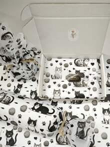 10/20/40pcs Cute Cat Line Art Pattern Gift Wrapping Paper, 20x14 Inches - Perfect For Spring/Summer Celebrations, Weddings, Valentine's Day, Birthdays, Bouquets, Party Gifts, Gift Bags And Party Packaging | Playful Design | Smooth Texture, Gift For Cat Lovers