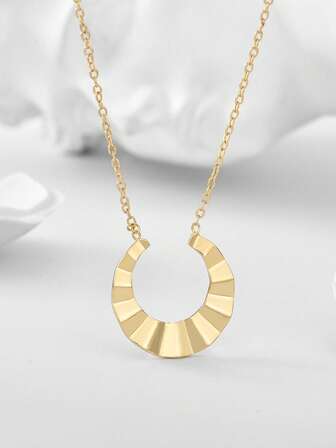 Charm-In 1pc Bohemian Style Copper Necklace With Curved Pendant, Suitable For Vacation Or Date Night, Great Gift For Women