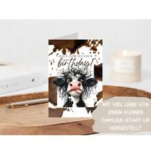 Thiệp sinh nhật hình con bò kỳ lạ với biểu cảm cường điệu, hình minh họa con bò, quà tặng xã hội sáng tạo "Sinh nhật bất ngờ của bò", trò đùa sinh nhật, thiệp quà tặng sáng tạo, quà tặng cho gia đình và bạn bè, thiệp cảm ơn kèm phong bì, thiệp chúc mừng, thiệp chúc phúc, thiệp trống - Bộ - Xem 3