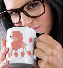 3dRose Cute Pink Poodle Mug, 11 Oz, Black - Multicolor - View 3