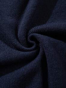 Men's Casual Loose Minimalist Commuting High-End Sense Daily Versatile Solid Color Knitted Long Sleeve Crew Neck Pullover Sweater, Autumn/Winter - Navy Blue - View 10