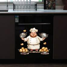 Cartoon Chef Potato Oven Decorative Stickers, Self-Adhesive Kitchen Appliance Dishwasher Cover Stickers, Creative Cooking Appliance Beautifying Stickers, Fun Kitchen Decor Stickers - Multicolor - View 4