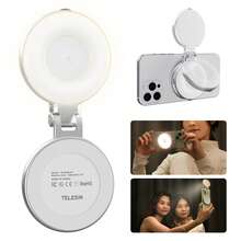 TELESIN C03 Magnetic Selfie Light, Phone Light Compatible With Phone Magnetic, CRI97 360° LED Selfie Ring Fill Light With Mirror For Selfies/Photography/Zoom Calls/Video Conference - trắng - Xem 1