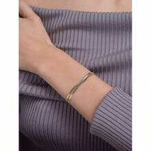 Women's Snake Duotone Bracelet, Gold/Silver Bracelet, 2 Tone, 16.5-19.5cm - B0CTJ3M2N6 - View 2