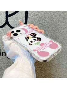 Étui de téléphone motif panda créatif et mignon compatible avec iPhone 17 16promax 15plus 14pro 16 13promax 12pro 11 X Xs Xsmax. Protection complète anti-chute, étui de protection souple pour femmes - Transparent - Voir 3