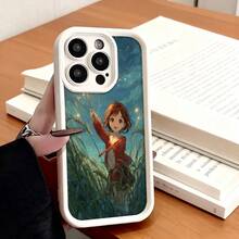 Cubierta de telefono con borde negro diseño de chica mágica en campo estrellado para iPhone 14 Pro Max funda protectora estilo anime ideal para uso diario y regalos - Negro - Ver 3
