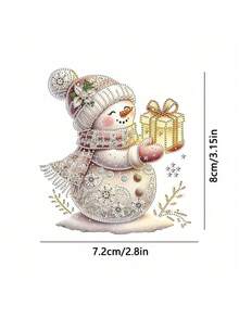 1/3个可爱水晶雪人礼盒亚克力吊坠，2D平面汽车后视镜挂饰，背包和钥匙扣配件，圣诞礼物 - 多色 - 查看 8