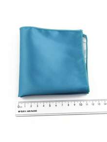 ZLQ&GOU 3件套湖蓝色涤纶领带套装，包括领带、手帕和胸花，高品质缎面材质，适合商务场合。 - 湖藍色 - 查看 5