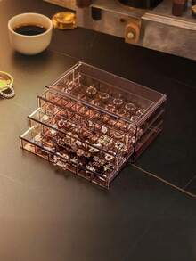 1pc Multi-Layer Transparent Jewelry Storage Box, Necklace Dedicated Jewelry Box, Jewelry Box With Multi-Layer Dividers And Slots, Tempered Glass Jewelry Organizer Box, Jewelry Display Case, Drawer Style Large Capacity Anti-Oxidation Earring, Ring, Bracelet Jewelry Box, Household Essential, Beaded Set, DIY Material Gift Box, Extra Large Capacity 72-Slot Sturdy Acrylic Clear Multi-Compartment Jewelry Organizer Box - Multicolor - View 17