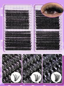 640 Pcs Individual Lashes D Curl 8-16mm 20D/30D/40D/50D/60D/80D Eyelash Book Clusters Extensions False Eyelash DIY At Home Cluster Eyelash Extensions Makeup - D - View 4
