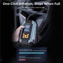 Compresor de Aire Portátil, Bomba Infladora Con Pantalla LCD, 150 PSI, Arrancador de Bateria de Auto portatil con compresor de Aire, Cargador de Bateria de Auto, Inflador Electrico para Inflar y Presurizar Bicicletas, Autos, Motos y Balones - Negro - Ver 3