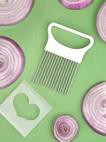 1pc Stainless Steel Onion Needle, Multifunction Onion Holder Slicer For Kitchen