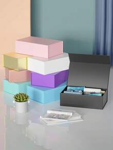 Magnetic One-Piece Folding Gift Box, With Dimensions Of 9 Inches * 6.7 Inches * 2.5 Inches. It Is A Gift Box With A Lid, Magnetic Closure, Rectangular Foldable Design, Suitable For Bridesmaid Proposal Boxes, Weddings, Christmas, Halloween, New Year, Valentine's Day, Birthday Gift Packaging. - Multicolor - View 10