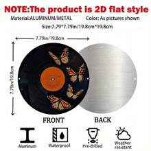 2D Flat, 2D Flat Butterfly Record, Vintage Round Metal Sign/Wall Art Decorative Plaque, Durable Indoor/Outdoor - 彩色 - 查看 4