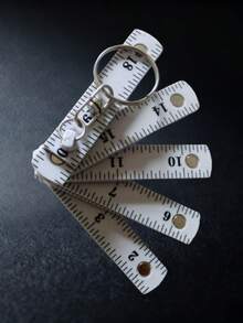 2pcs/0.5m 10-Fold Metric & Imperial Ruler Keychain, Plastic, Promotional Gift Folding Ruler