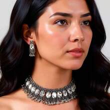 1 Set Vintage South Asian Style Necklace & Earring Jewelry Set, Suitable For Gifts, Daily Wear, Parties, Vacation - Women's  Style Necklace Earrings Jewelry Set - View 10