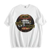 Fly "I Want Your Money" Hip-Hop Flow T-Shirt Pure Cotton Double-Sided Printed T-Shirt, Suitable For Men And Women,Top Pick Gift For Summer Casual Tees - 白色 - 查看 6