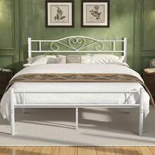 VECELO Twin/Full/Queen Metal Bed Frame With Headboard - 1800lbs Noise-Free Steel Platform, 13" Underbed Storage & Industrial Chic Design, No Box Spring (Black) - 白色 - 查看 3