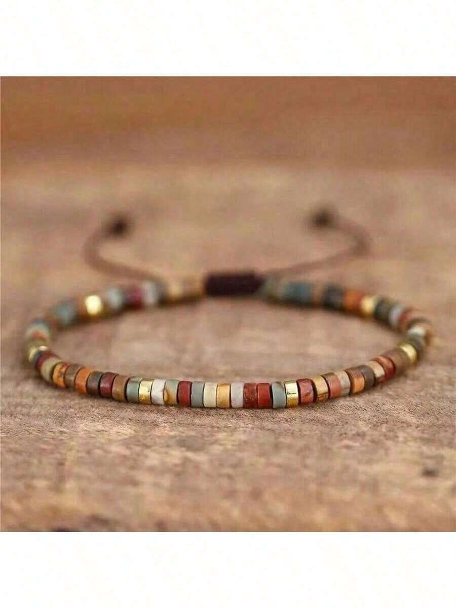 Gxtbw 1 Pc Healing Crystal Bracelet: 7 Chakra Stone Yoga Reiki Bracelet For Women - Picasso - View 1