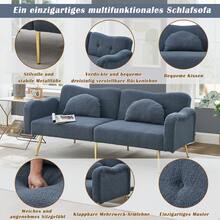 [Sleeping Function] Two-Seater Sofa Bed - Modern Two-Seater Sofa With Adjustable Backrest And Gold-Plated Metal Feet, Integrated Bed Function. Multifunctional 2-In-1 Piece Of Furniture. - Navy Blue - View 3