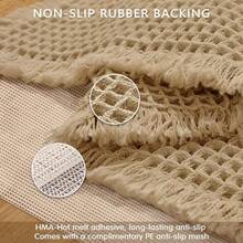 Upgraded Waffle Bath Mat Set Of 2, Super Absorbent Non Slip Bath Mats For Bathroom Floor, Machine Washable Boho Bathroom Rugs Set 2 Piece With Tassels, Soft Bathroom Mat Set, 17" X 24" Plus 24" X 36" - 棕色 - 查看 4