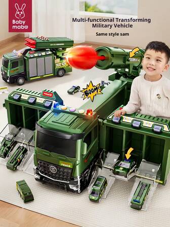 1 pieza Camión de misiles militares para niños, Misil Dongfeng, Vehículo militar transformable, Incluye 6 coches de juguete de aleación, Coche de escena militar con cañón, Coche de juguete para niños, Adecuado para niños de 3 a 6 años, Regalo de cumpleaños/Navidad