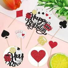 24 PCS Casino Poker Cupcake Toppers For Birthday Party Decorations - 設計 9 - 查看 5