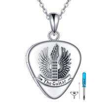 Angle Wing Guitar Pick Urn Necklaces For Ashes Sterling Silver Cremation Urn Necklaces Memorial Keepsake With Filling Tool - Silver - View 1