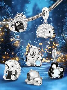 1颗925纯银企鹅抱石圣诞礼物吊坠珠，适合女士手链、手镯、DIY首饰制作 - 串珠集合 - 查看 10