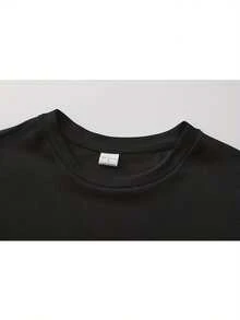 Camiseta de cuello redondo con estampado gráfico negro para hombres TAMIYA - Textura de malla transpirable, camiseta casual de verano con diseño de estrella, ajuste regular para atuendo casual, conjunto relajado, diseño moderno, textura suave, camiseta estampada, jóvenes adultos - Negro - Ver 5