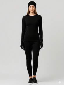 Kit Frio Térmico ( Blusa + Calça + Gorro + Luva ) Conjunto Flanelado Segunda Pele Forrado Unissex Inverno - Preto - Visão 5