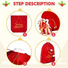 - Bolsa de regalo, saco de Pap Noel con cordn para decoracin de Navidad - Rojo - Ver 3