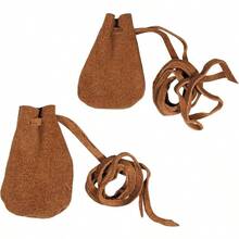- Bolsas medievales con cordn, bolsas de piel de ante y caballero vikingo, para recreaciones histricas, LARP, SCA, eventos medievales, juego de 2, color caf - Marrón - Ver 1