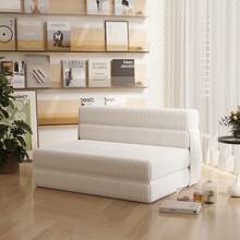 Furniwell Corduroy Folding Sofa Bed, 2-In-1 Pull-Out Single Sofa, Portable Folding Chair Bed, Convertible Recliner With Pillow Foldable Mattress, Comfortable Floor Cushion Sofa Lounge Chair For Classrooms/Offices - trắng - Xem 1