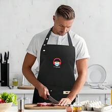 1 Piece Heavy-Duty Breathable Polyester Apron With Adjustable Waist And Chest Pocket - Black With Red Earphone And Music Note Design, Suitable For Cooking, Baking, Restaurants, Food Carts - Durable Kitchen Apron For Chefs, Musicians, And Home Use - Easy-To-Clean Workwear, Restaurant Uniform, Baking Equipment - AZX0001 - Xem 8