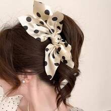 1pc French Retro Polka Dot Bowknot Hair Claw Clip, Secure Non-Slip Vintage-Inspired Hair Accessory For Daily/Dating/Parties, Ideal Gift For Girlfriend/BFF/Women, Stylish Hair Grip For Effortless Chic Glam On  US - 黑 - 查看 6