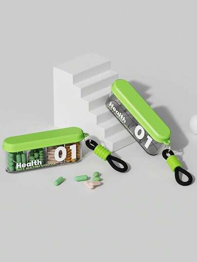 1pc Portable Pill Case With Compartments, Compact Travel Medication Box, Dust-Proof Pill Storage