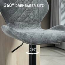 HOMCOM Set Of 2 Bar Stools, Upholstered Bar Chair With Backrest, Chenille Look, Steel Frame, Height Adjustable Kitchen Chairs With 360° Swivel Footrest, Kitchen, Living Room, Dark Gray - 1 - View 6