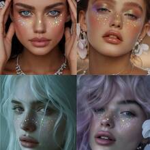 6 Sheets Glitter Freckle Stickers Rainbow Heart Star Dot Pattern Waterproof Temporary Tattoo Stickers Party Festival Daily Makeup Decoration - 6pcs-LSLT-1 - 查看 4