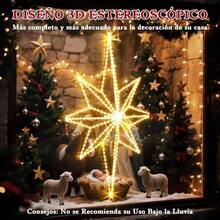 Luces de Navidad para Interiores 3D, 360 LEDs Decoracion Navideas Luces de Ventana, 62*39cm Navidad Luces Perfecto para Cortina, Casa, rbol, Operado por Enchufe, Blanco Clido, 1unidad - 1 unidad - Estructura 3D - Ver 3